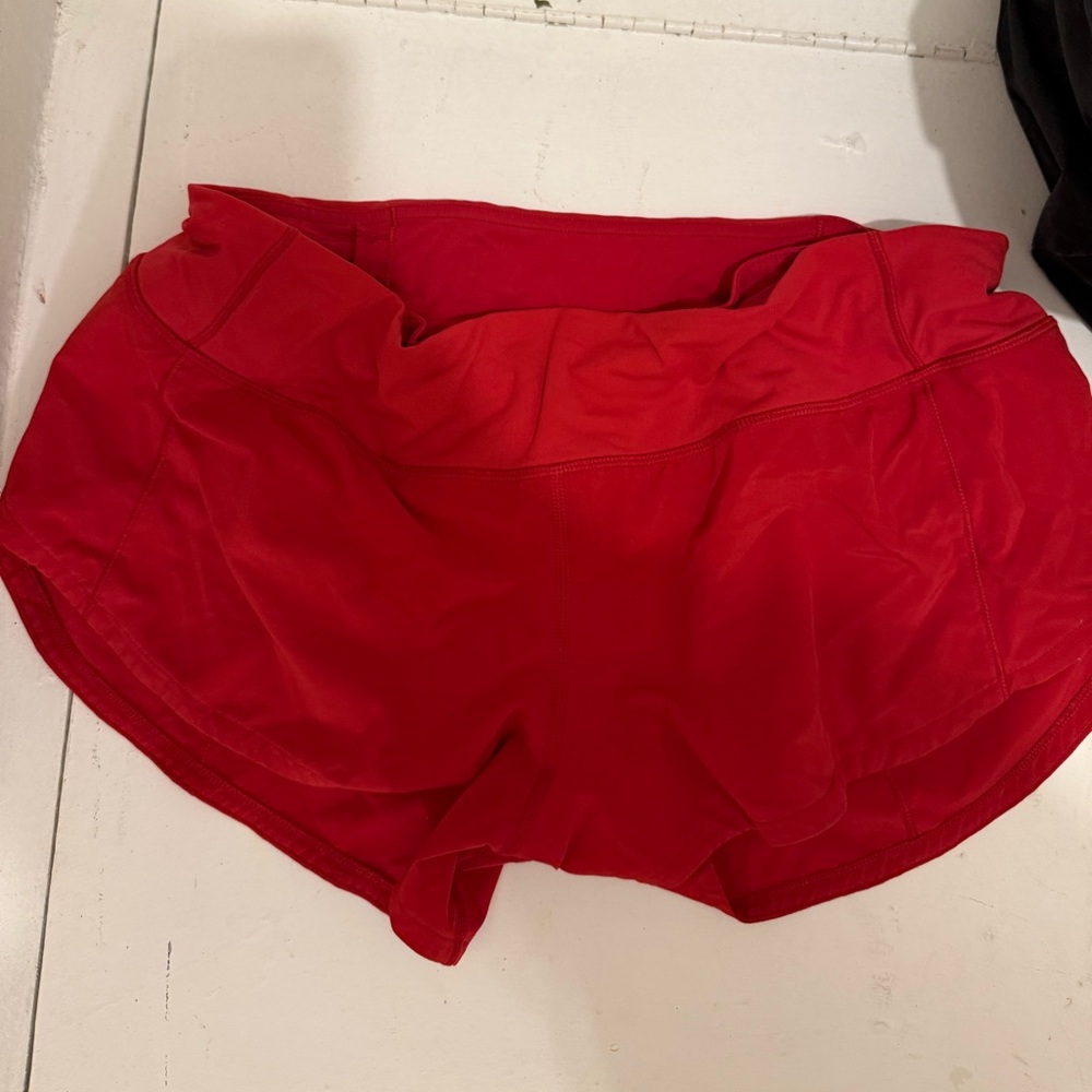 Red Speed Up Shorts from Lululemon! Size 6 with 2.5” inseam.